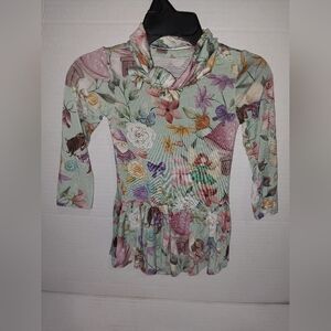 Posh Peanut Bodysuit Twirl W/ Matching Headband- Faye Print